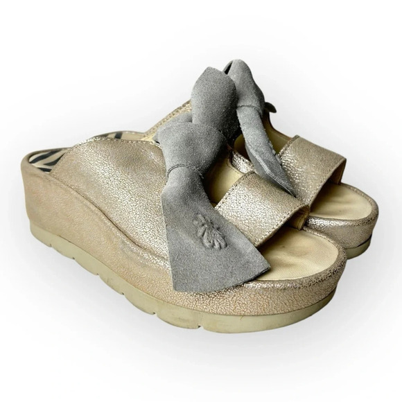 Fly London Bade  Bow Mule Pearl/Concrete 36 - Picture 3 of 10